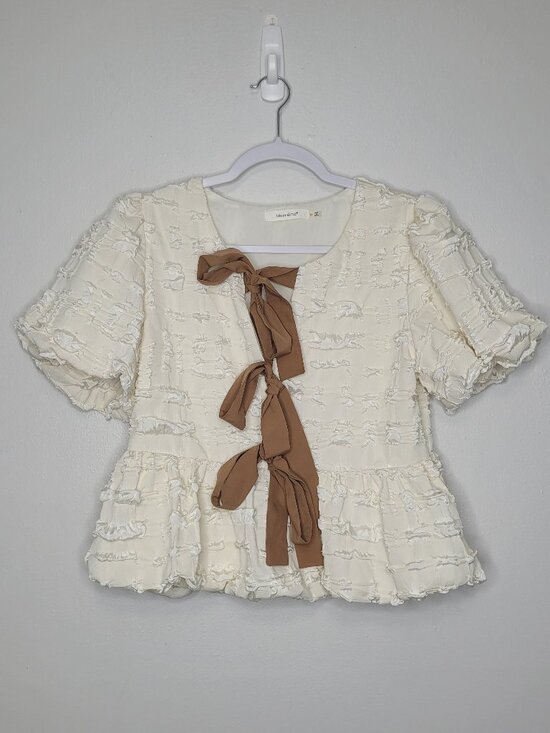 idem ditto Tops - Idem Ditto Textured Romantic Bow Tie Cute Artsy School Girl size medium